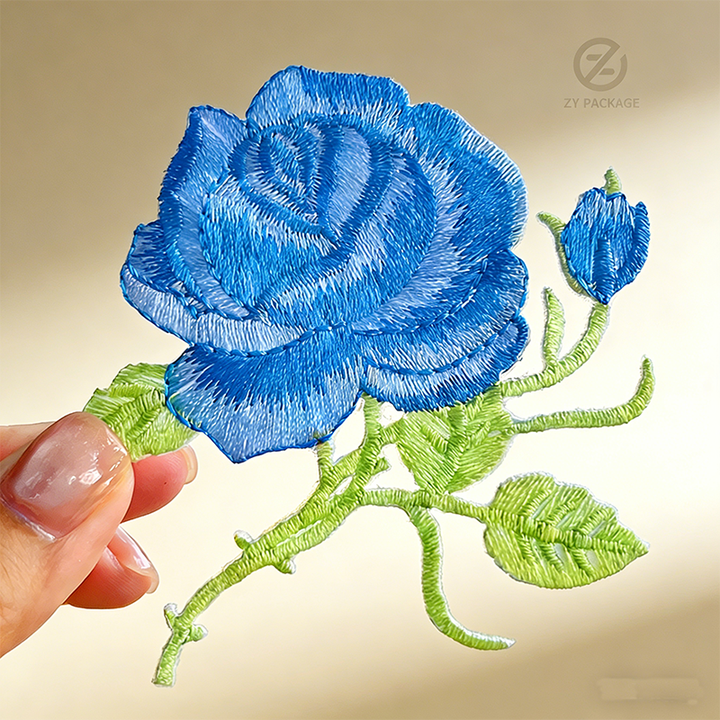 Embroidery flower patches with iron-on backing