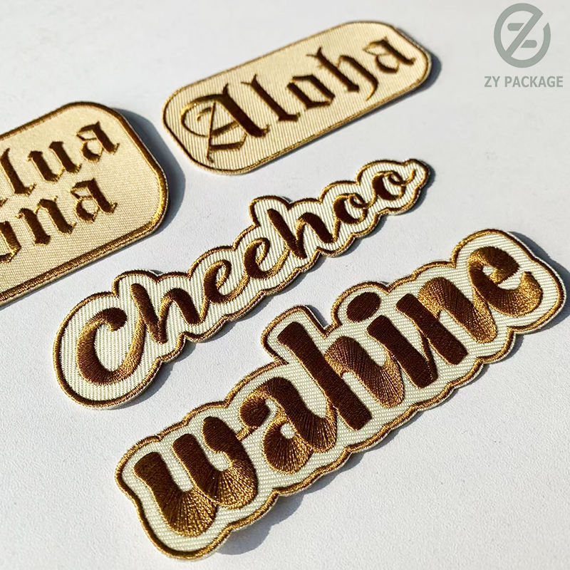 Embroidery name patch samples for apparel, hats and bags